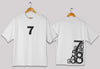 Minimal number 7 oversized t-shirt in white color for men and women in Pakistan with minimal graphic design