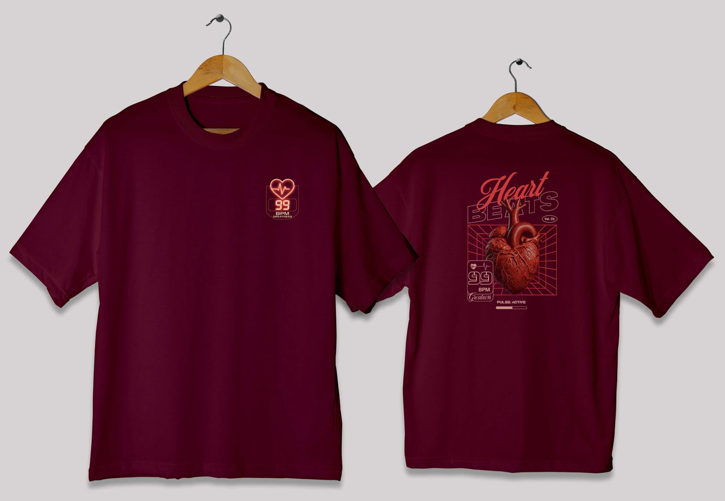 Heart Beats – 99 BPM Oversized Drop-Shoulder T-Shirt