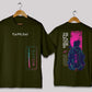 Blade hunter graphic oversized t-shirt in [deep olive] for men and women in Pakistan with bold illustration