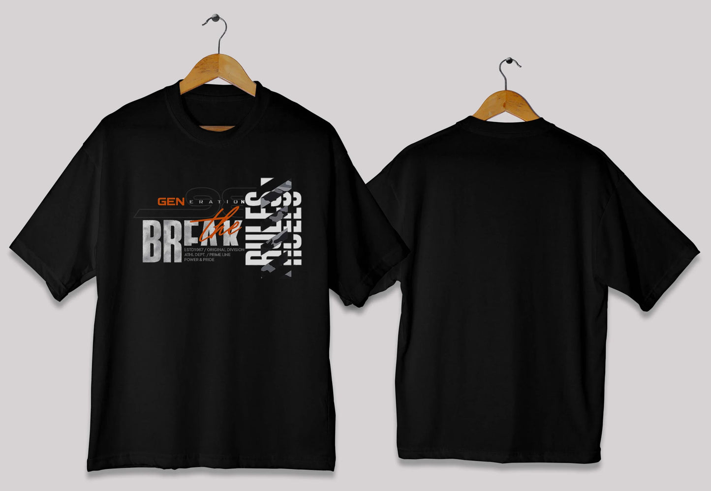 Break the rules typography oversized t-shirt in [black] for men and women in Pakistan with statement print