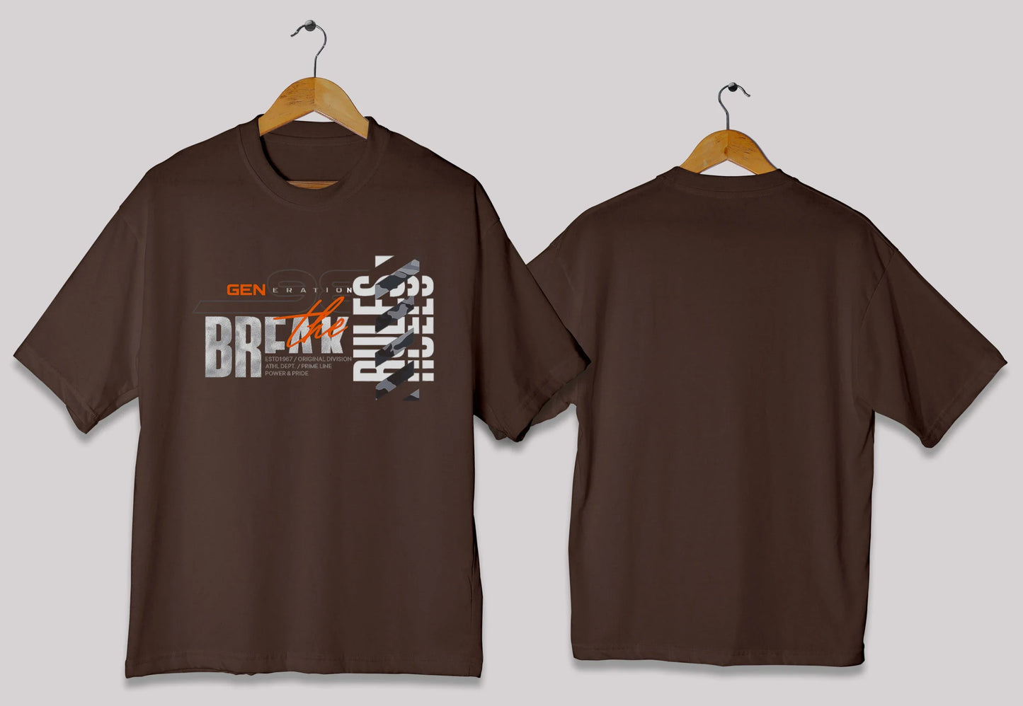 Break the rules typography oversized t-shirt in [chocolate brown] for men and women in Pakistan with statement print