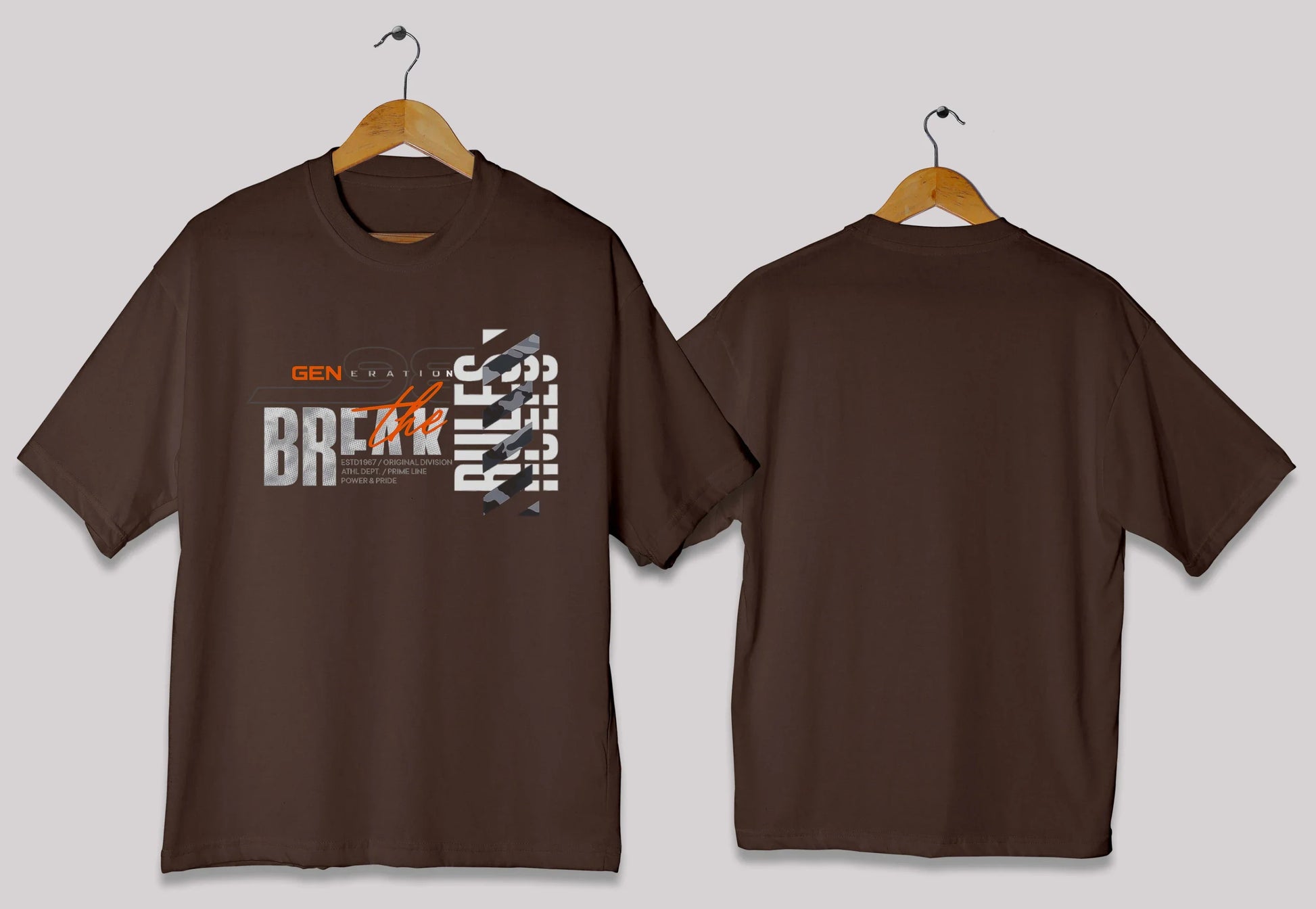 Break the rules typography oversized t-shirt in [chocolate brown] for men and women in Pakistan with statement print