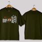 Break the rules typography oversized t-shirt in [deep olive] for men and women in Pakistan with statement print