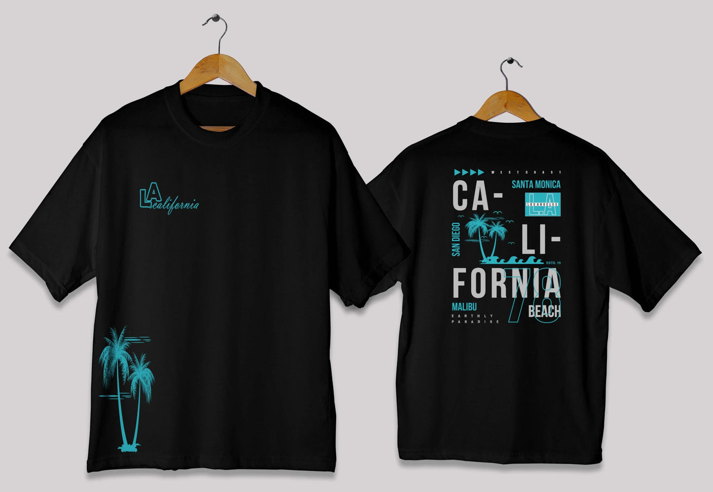 California graphic oversized t-shirt in [black] for men and women in Pakistan with palm typography design