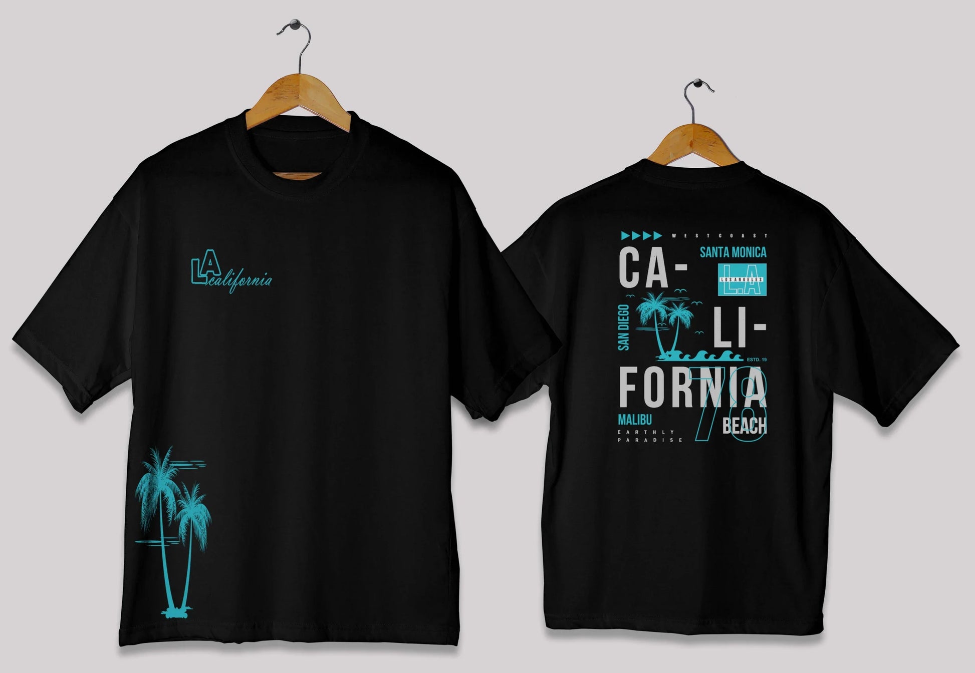 California graphic oversized t-shirt in [black] for men and women in Pakistan with palm typography design