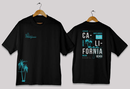 California graphic oversized t-shirt in [black] for men and women in Pakistan with palm typography design