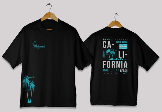 California graphic oversized t-shirt in [black] for men and women in Pakistan with palm typography design