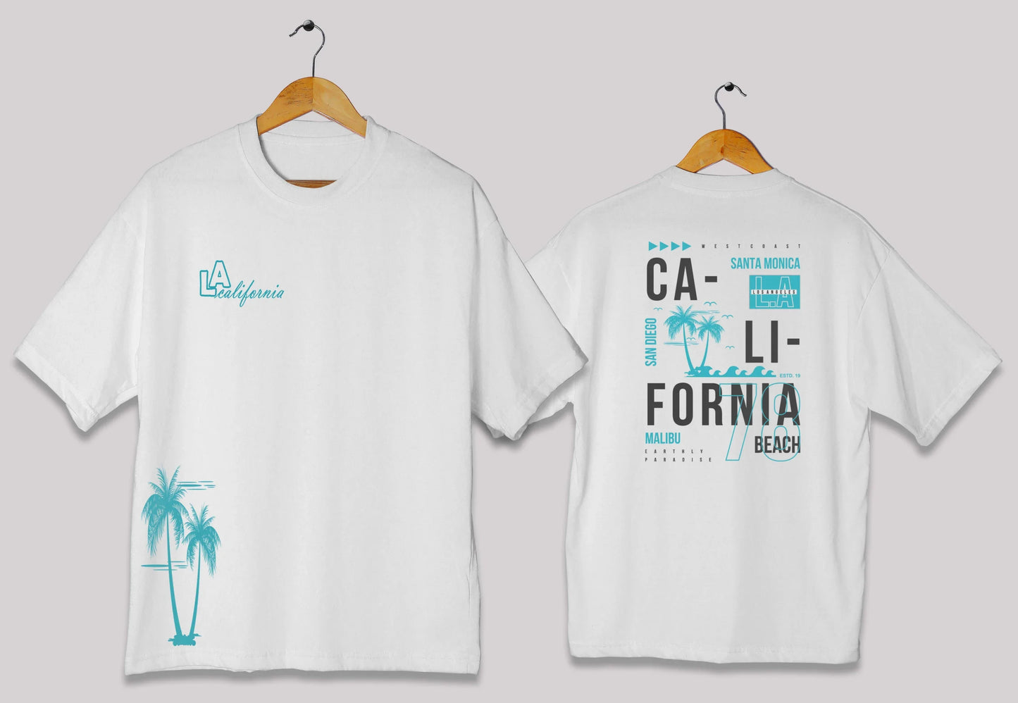 California graphic oversized t-shirt in [white] for men and women in Pakistan with palm typography design