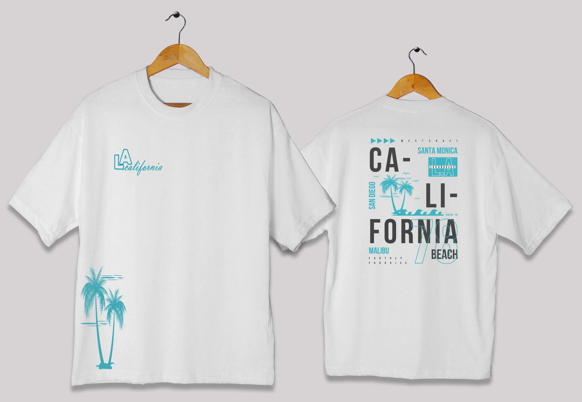 California graphic oversized t-shirt in [white] for men and women in Pakistan with palm typography design