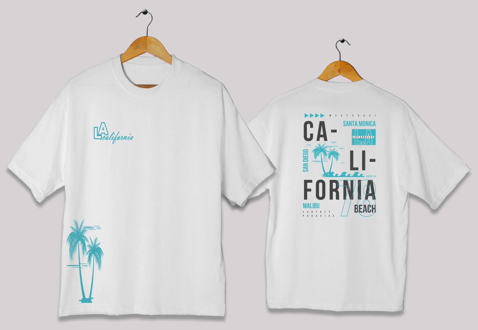 California graphic oversized t-shirt in [white] for men and women in Pakistan with palm typography design
