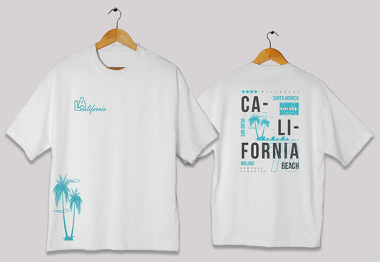 California graphic oversized t-shirt in [white] for men and women in Pakistan with palm typography design