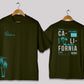 California graphic oversized t-shirt in [deep olive] for men and women in Pakistan with palm typography design