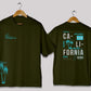 California graphic oversized t-shirt in [deep olive] for men and women in Pakistan with palm typography design