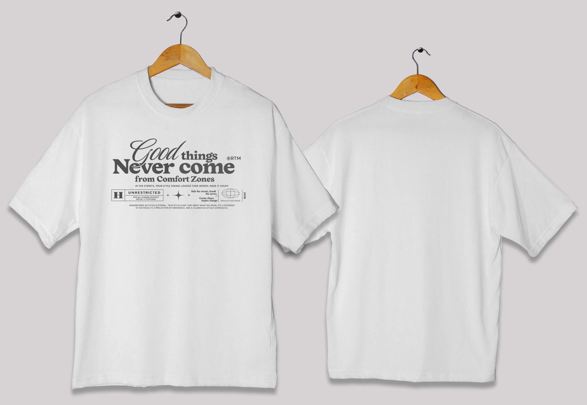 Comfort zone quote oversized t-shirt in [white] for men and women in Pakistan with inspirational typography