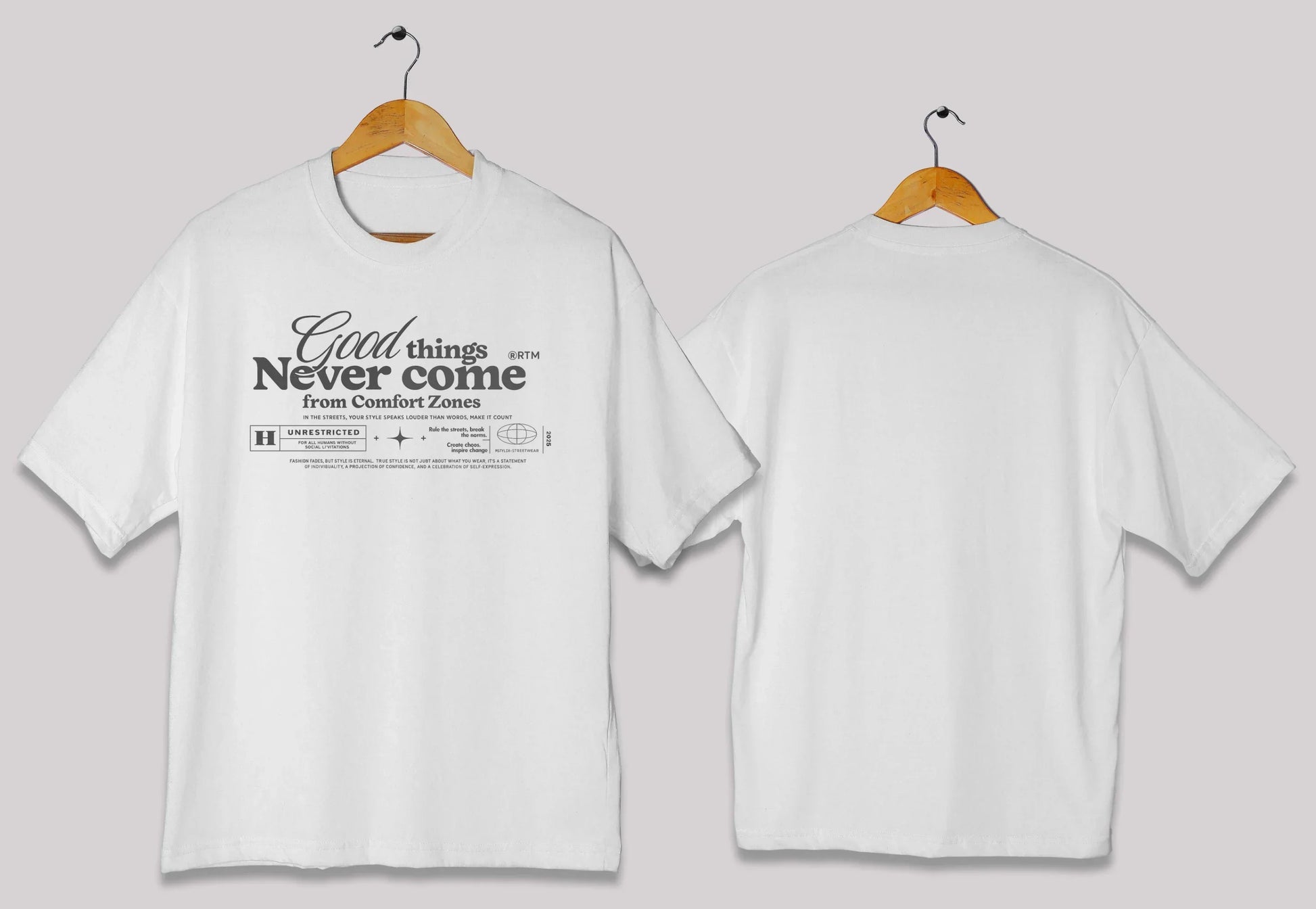 Comfort zone quote oversized t-shirt in [white] for men and women in Pakistan with inspirational typography