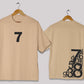 Minimal number 7 oversized t-shirt in beige cream color for men and women in Pakistan with clean modern print