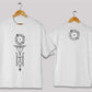 Vertical geometric symbol oversized t-shirt in [white] for men and women in Pakistan with minimal abstract design