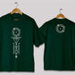 Vertical geometric symbol oversized t-shirt in [dark green] for men and women in Pakistan with minimal abstract design