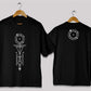 Vertical geometric symbol oversized t-shirt in [black] for men and women in Pakistan with minimal abstract design