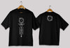 Vertical geometric symbol oversized t-shirt in [black] for men and women in Pakistan with minimal abstract design