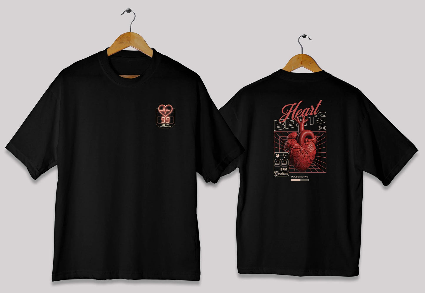 Heart Beats – 99 BPM Oversized Drop-Shoulder T-Shirt