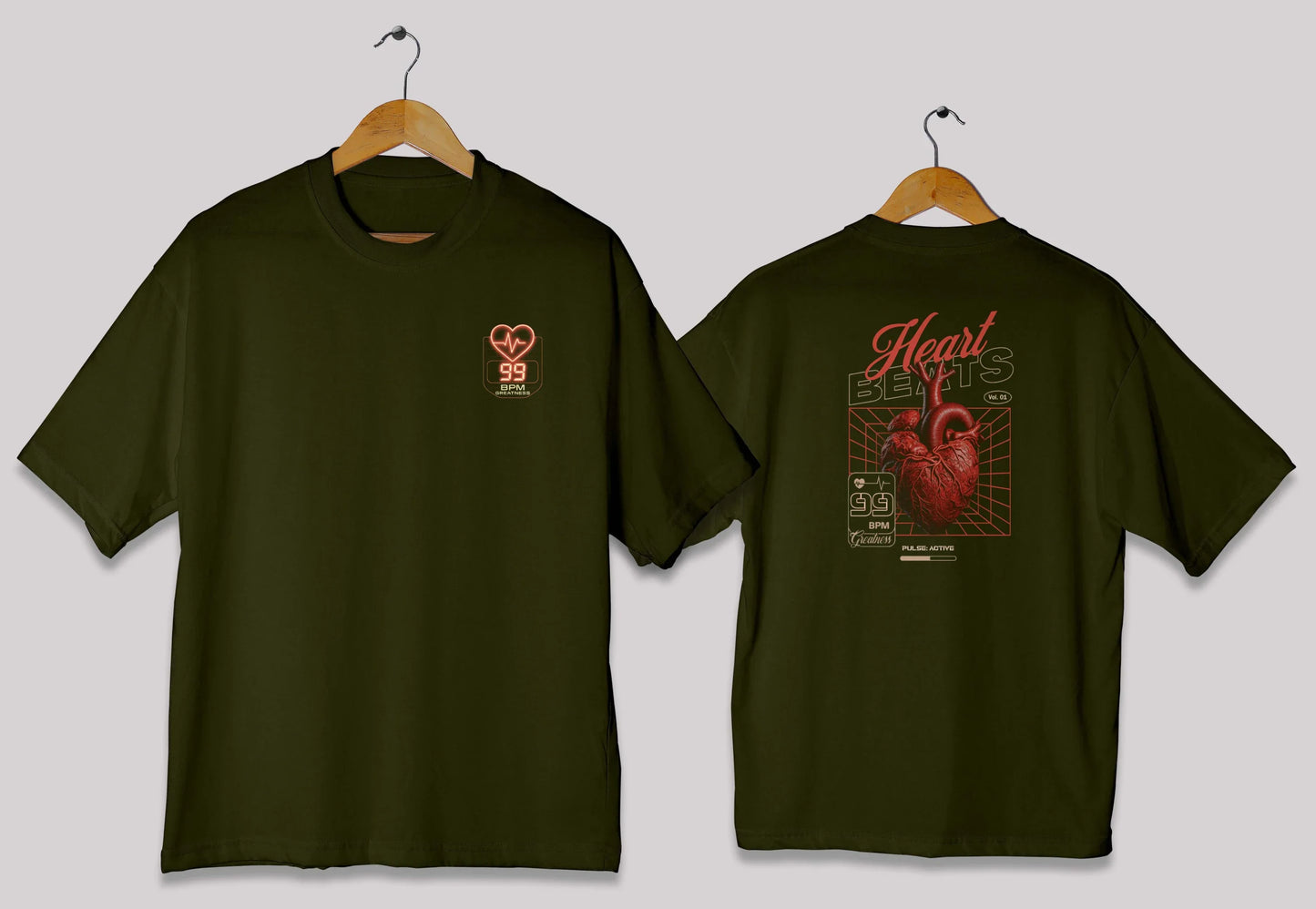 Heart Beats – 99 BPM Oversized Drop-Shoulder T-Shirt