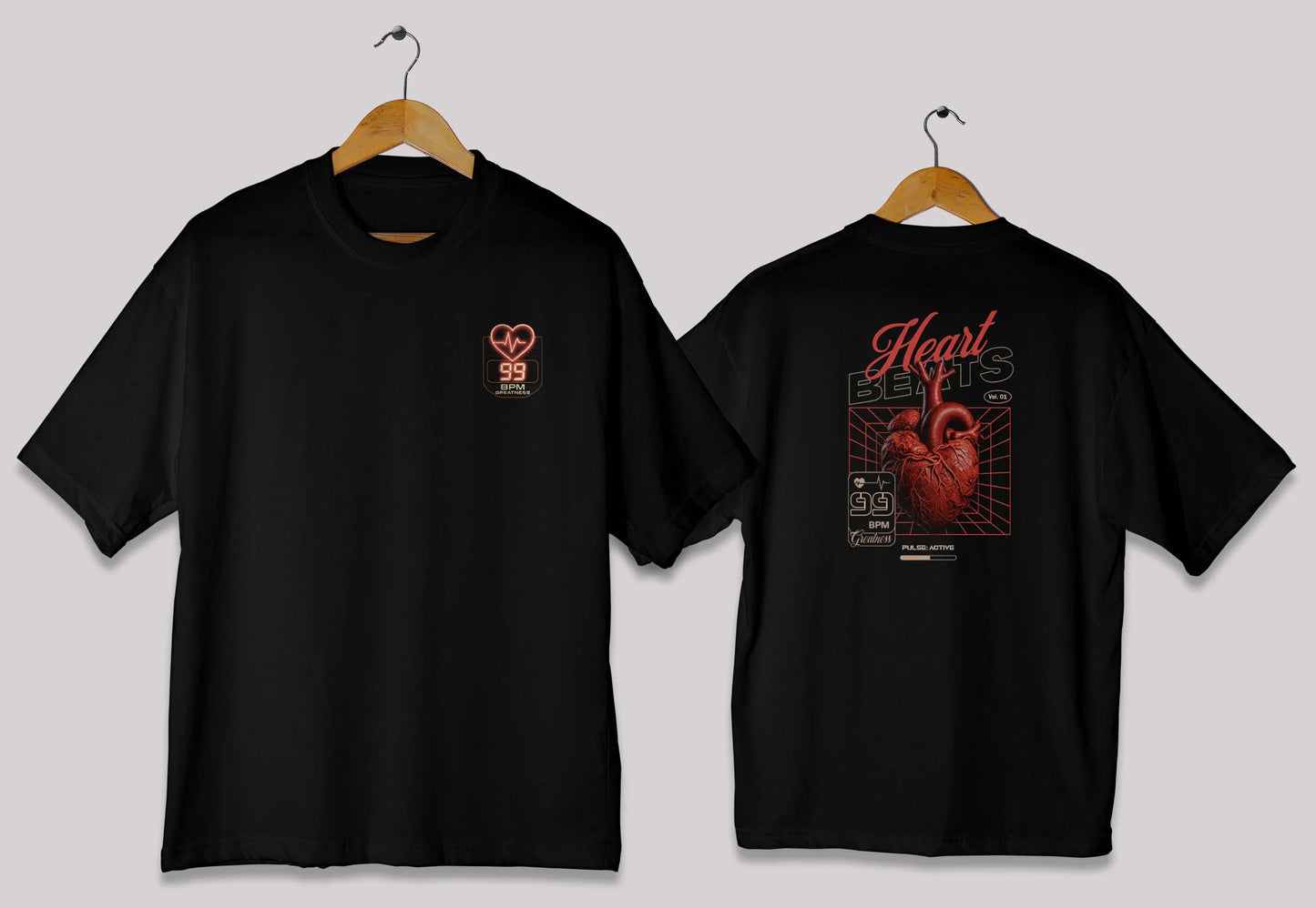 Heart Beats – 99 BPM Oversized Drop-Shoulder T-Shirt