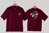 Moving forward typography oversized t-shirt in deep maroon color for men and women in Pakistan