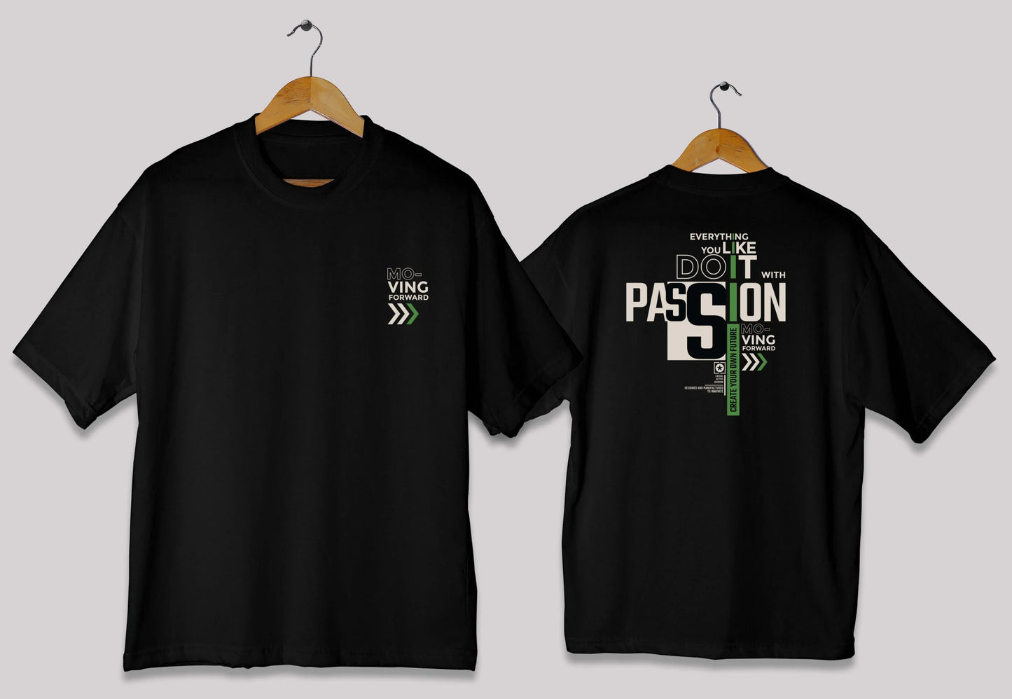 Moving forward typography oversized t-shirt in black color for men and women in Pakistan with motivational print