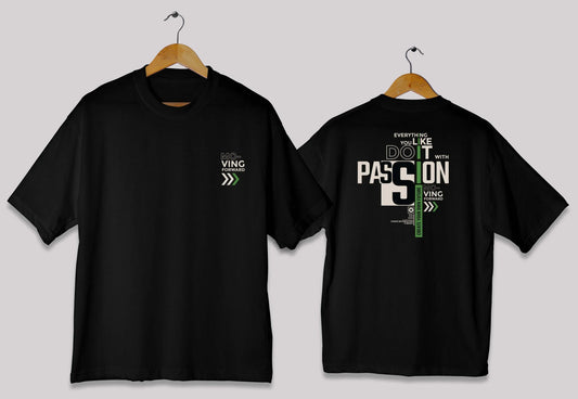 Moving forward typography oversized t-shirt in black color for men and women in Pakistan with motivational print