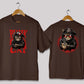 Punk cat graphic oversized t-shirt in chocolate brown color for men and women in Pakistan with artistic graphic