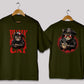 Punk cat graphic oversized t-shirt in deep olive color for men and women in Pakistan with street inspired print